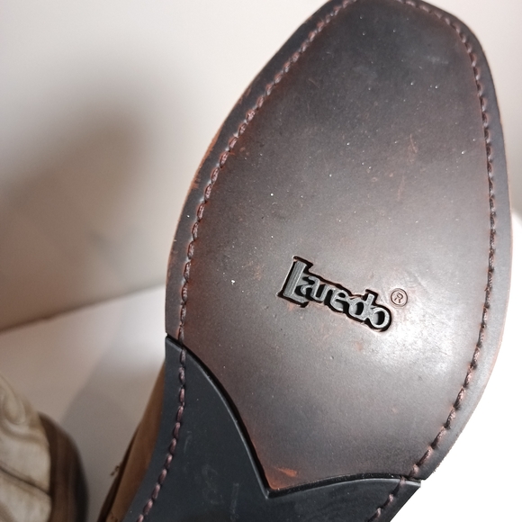 Laredo Myra Western Women's Leather Boots in Sand/ White Size 10 - Picture 6 of 9